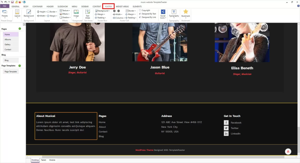 Musician website design